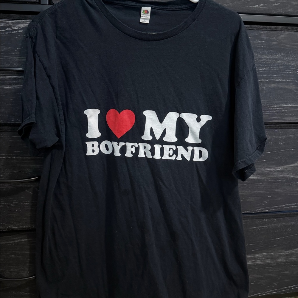 Fruit of the Loom Black T-Shirt with Red Heart
